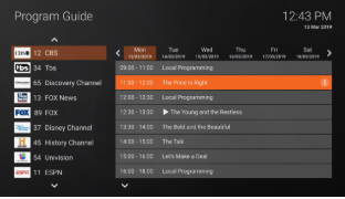Guia de Programação (EPG) do teste IPTV